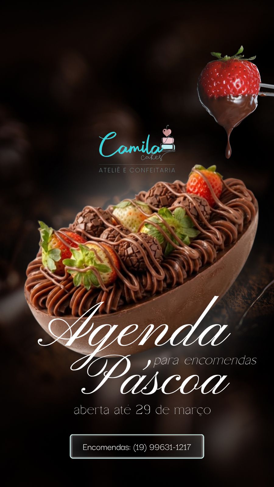 Camila Cakes — story Agenda Páscoa