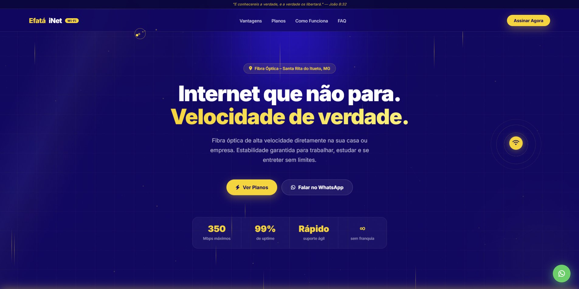 Efatá iNet — landing page de provedor de internet
